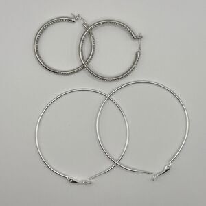 925 Sterling Silver CZ Hoop Earrings Sparkling Cubic Zirconia Classic Hoops